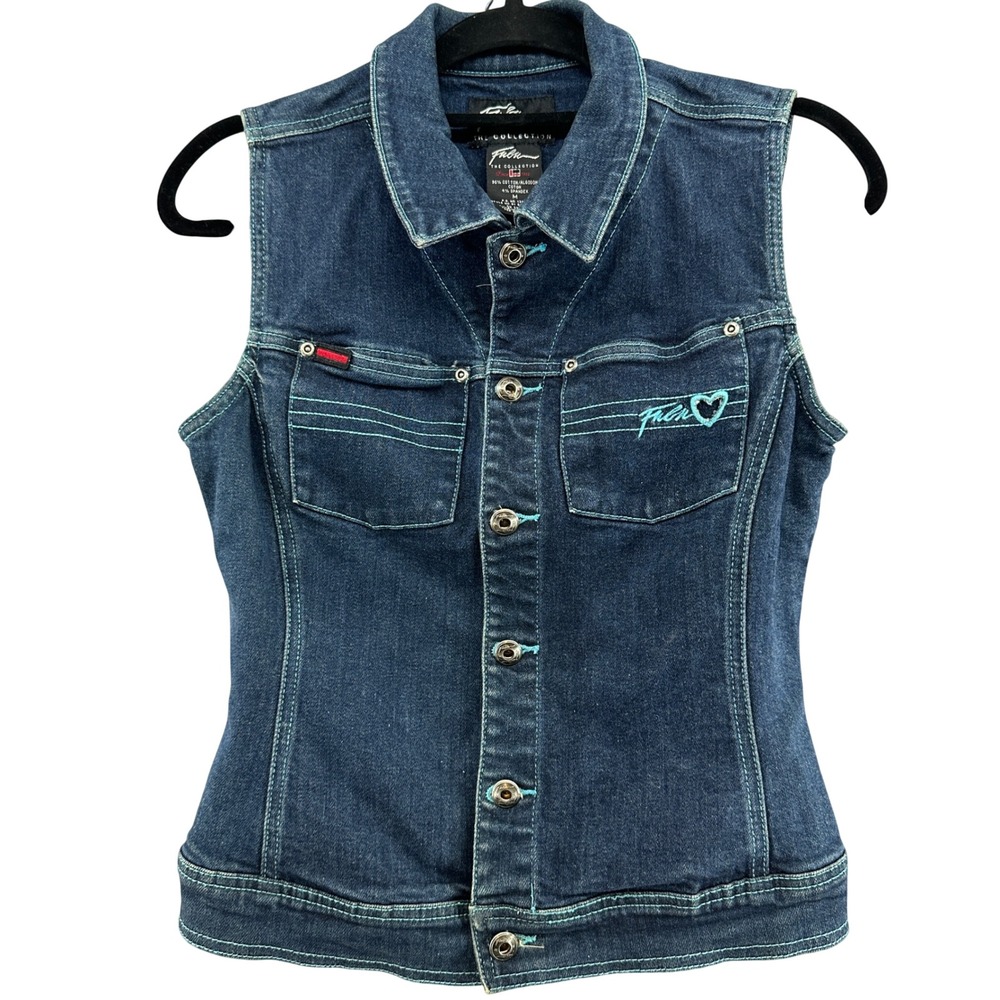 FUBU The Collection Denim Vest Streetwear Jacket Women's M